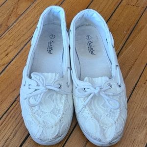 White slip ons